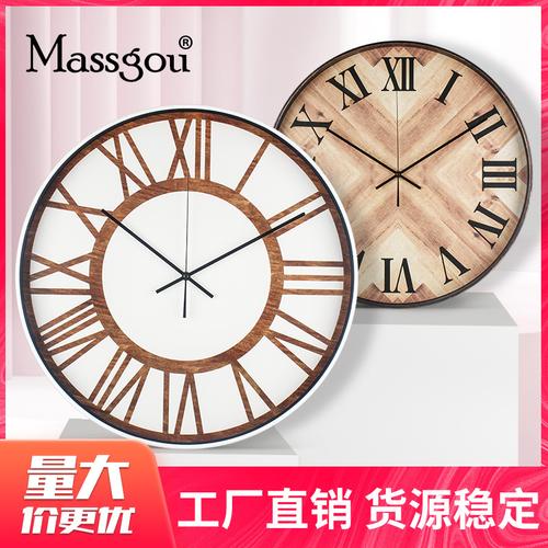 欧美复古挂钟客厅时钟装饰石英钟卧室挂钟复古钟表clock工厂